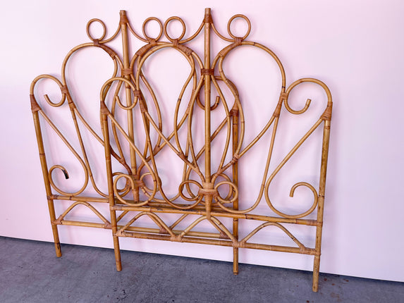 Pair of Rattan Pagoda Twin Headboards