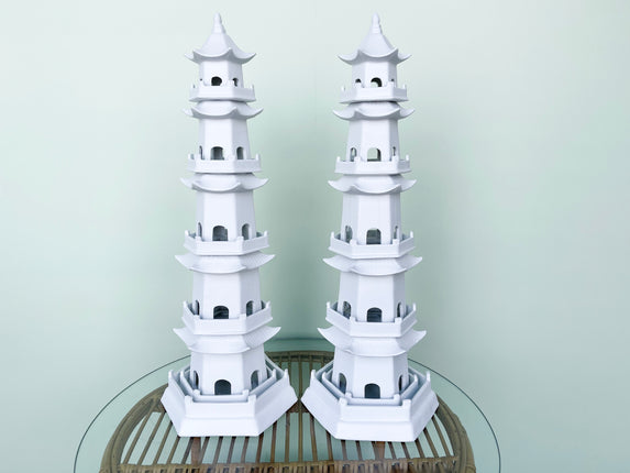 Pair of Modern Ceramic Pagoda Tulipieres