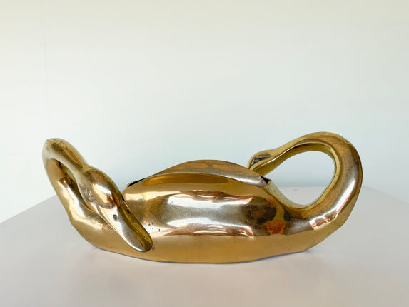 Brass Swan Cachepot