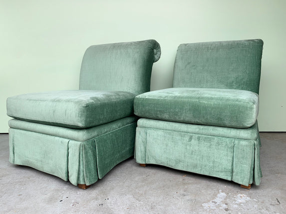 Pair of Henredon Seafoam Chairs