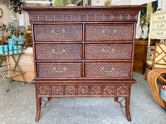 Handsome Seagrass and Rattan Dresser