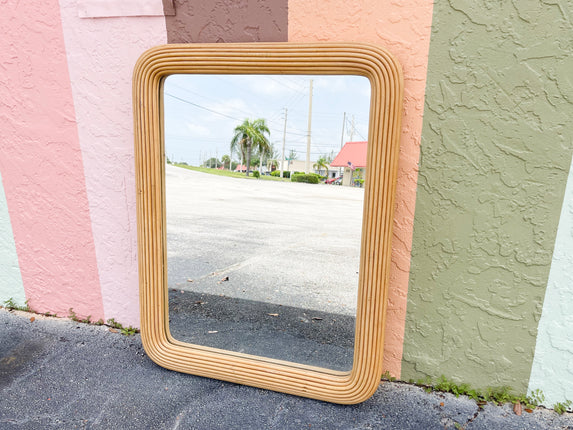 Coastal Pencil Reed Rattan Mirror