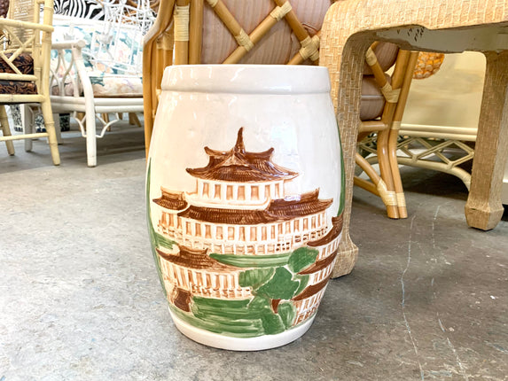Petite Ceramic Pagoda Garden Seat
