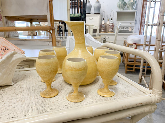 MCM Hawaiian Pottery Carafe & Goblet Set