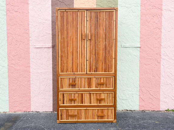 Pencil Reed Rattan Armoire