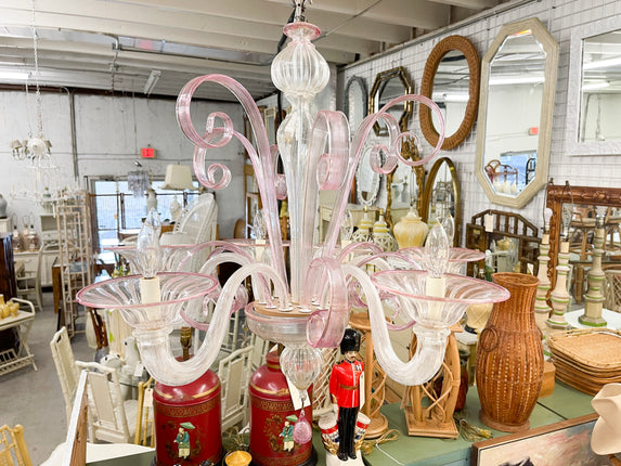 Pretty in Pink Murano Glass Chandelier