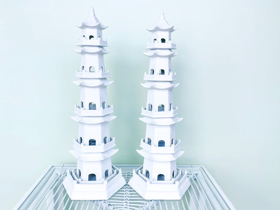 Pair of Modern Ceramic Pagoda Tulipieres