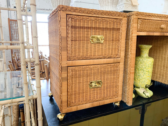 Wicker Wrapped File Cabinet
