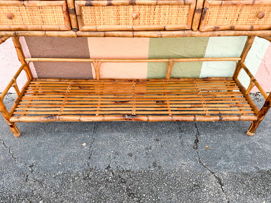 Island Chic Tortoiseshell Rattan Console