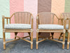 Set of Four Rattan and Cane McGuire Arm Chairs