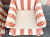 Pair of Striped Upholstered Swivel Chairs