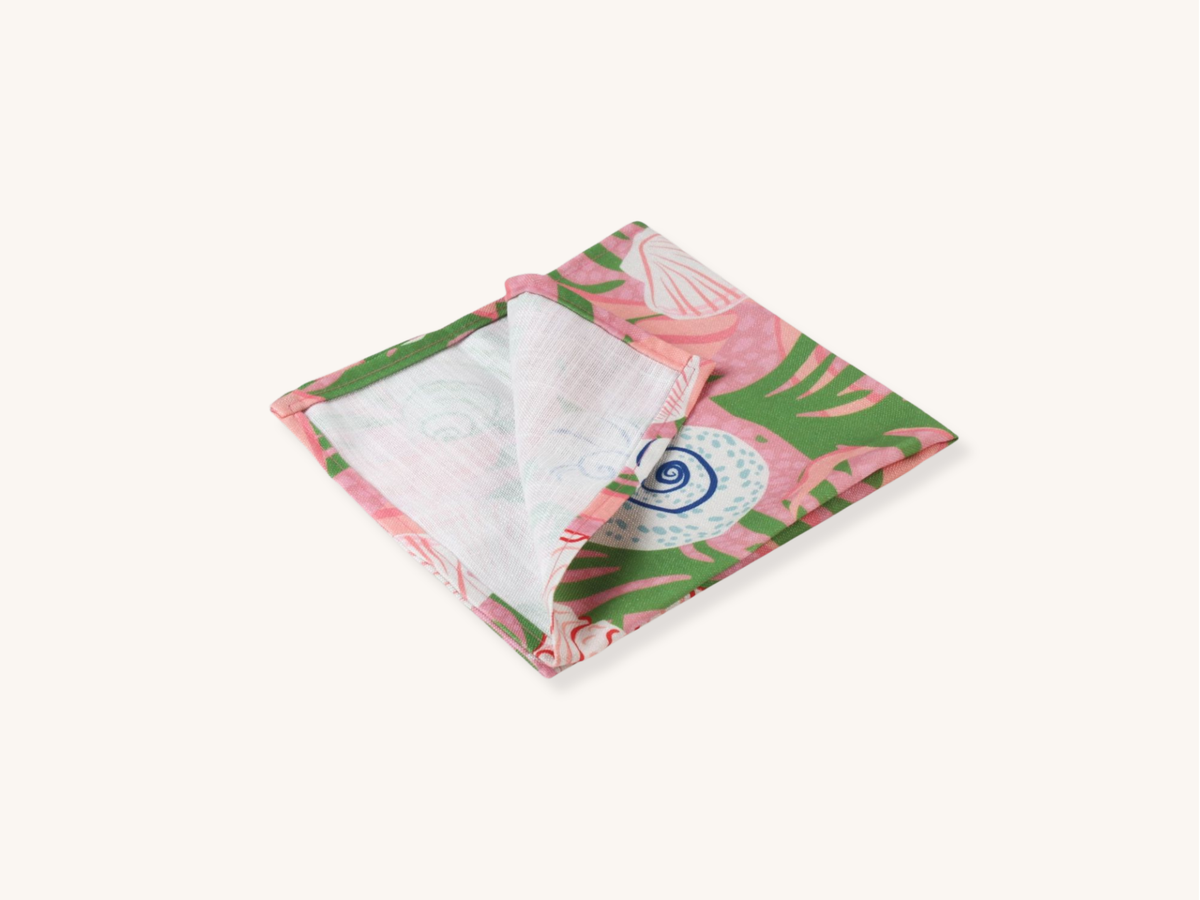 Set of Four Pink Seashell Dinner Napkins