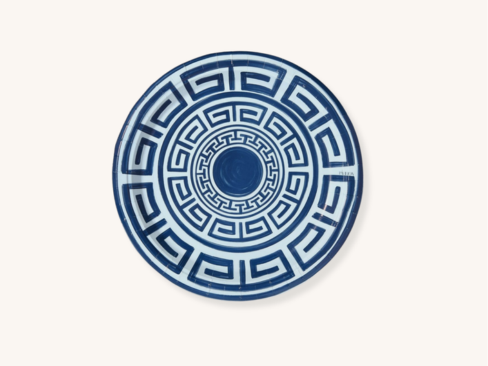 Navy Greek Key Dinner Plates