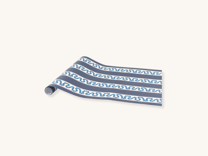 Navy Blue Striped Paper Table Runner