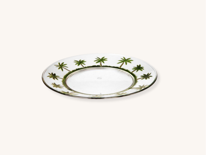 Set of Four Acrylic Palm Tree Dinner Plates