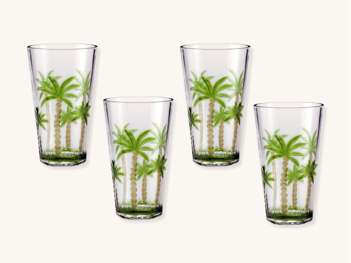 Set of Four Acrylic Palm Tree Tumblers