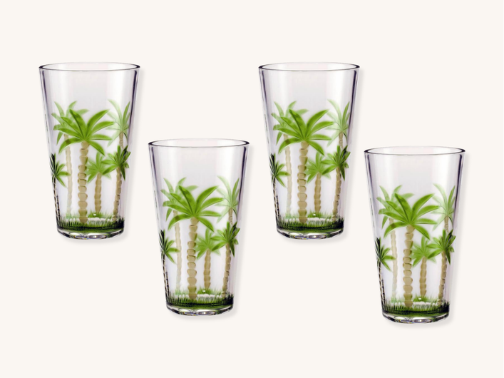 Set of Four Acrylic Palm Tree Tumblers