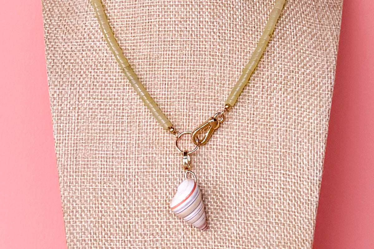 Palm Beach Regency's Citron Jade Gemstone and Shell Necklace