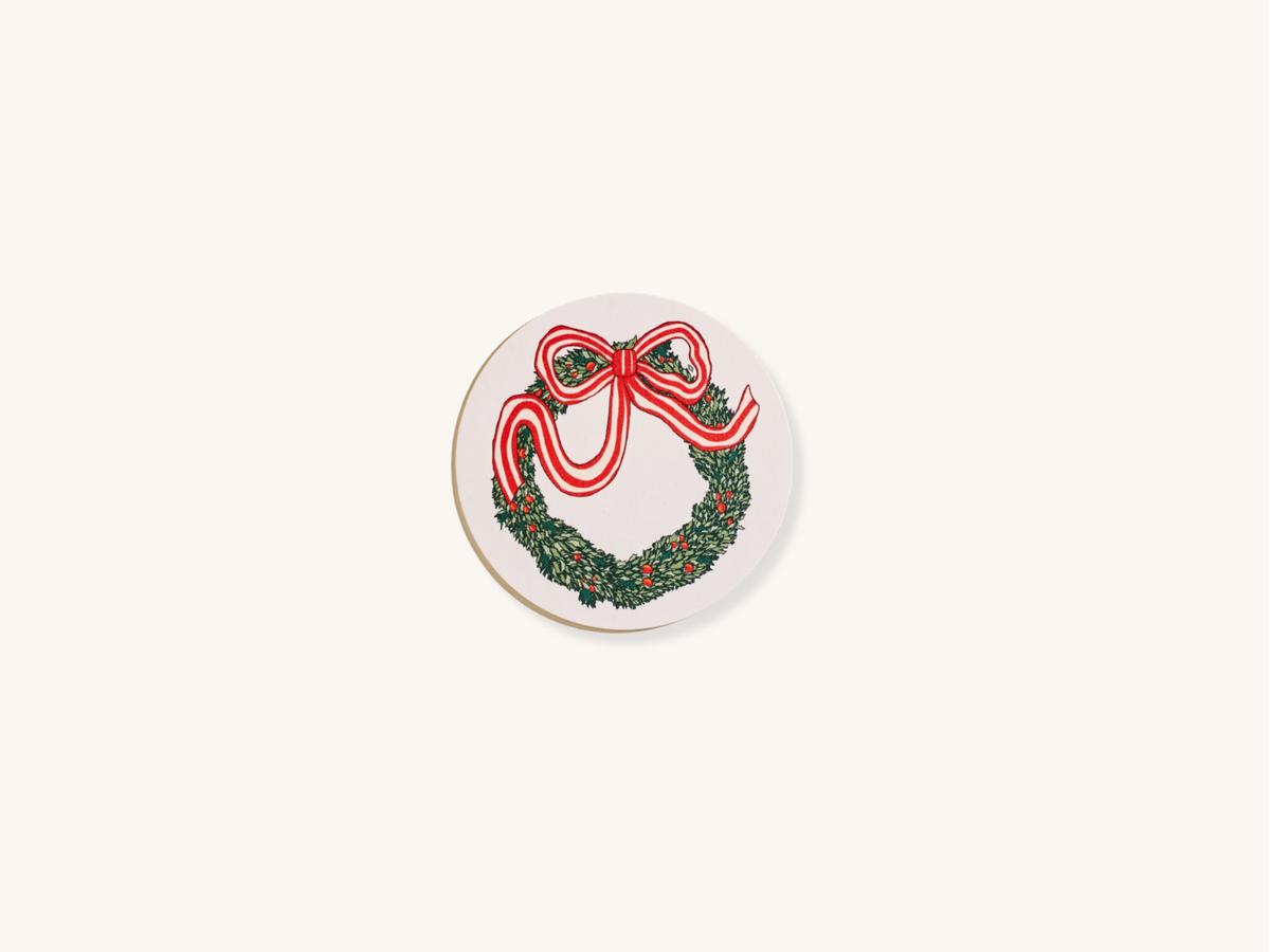Set of Four Holiday Christmas Wreath Coasters