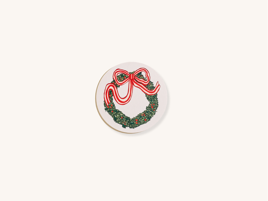Set of Four Holiday Christmas Wreath Coasters