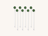 Set of Eight Green Jingle Bell Stir Sticks