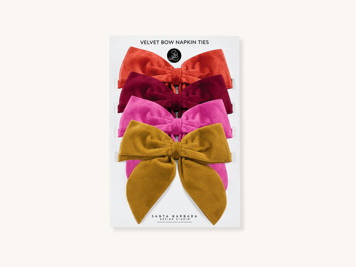 Set of Four Velvet Bow Napkin Ties