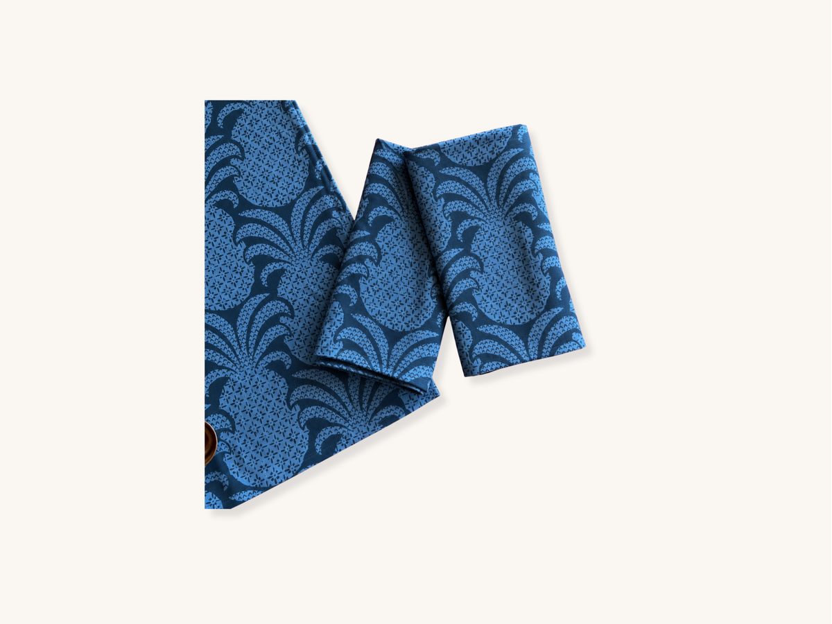 Set of Four Round Hill Indigo Dinner Napkins