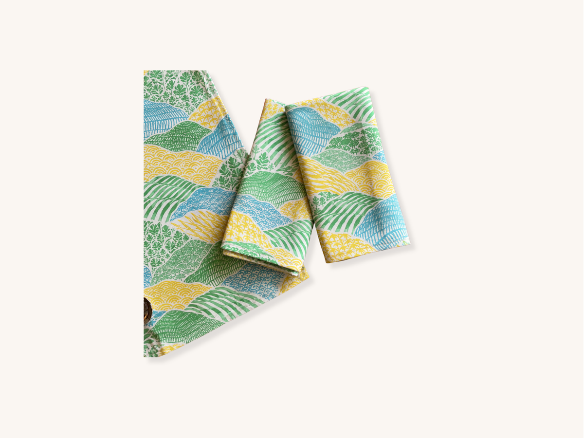 Set of Four Shangri La Barbados Green Dinner Napkins