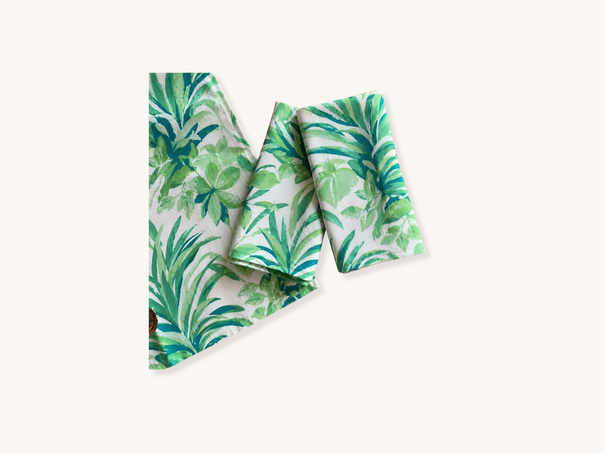 Set of Four Jungle Road Barbados Green Dinner Napkins