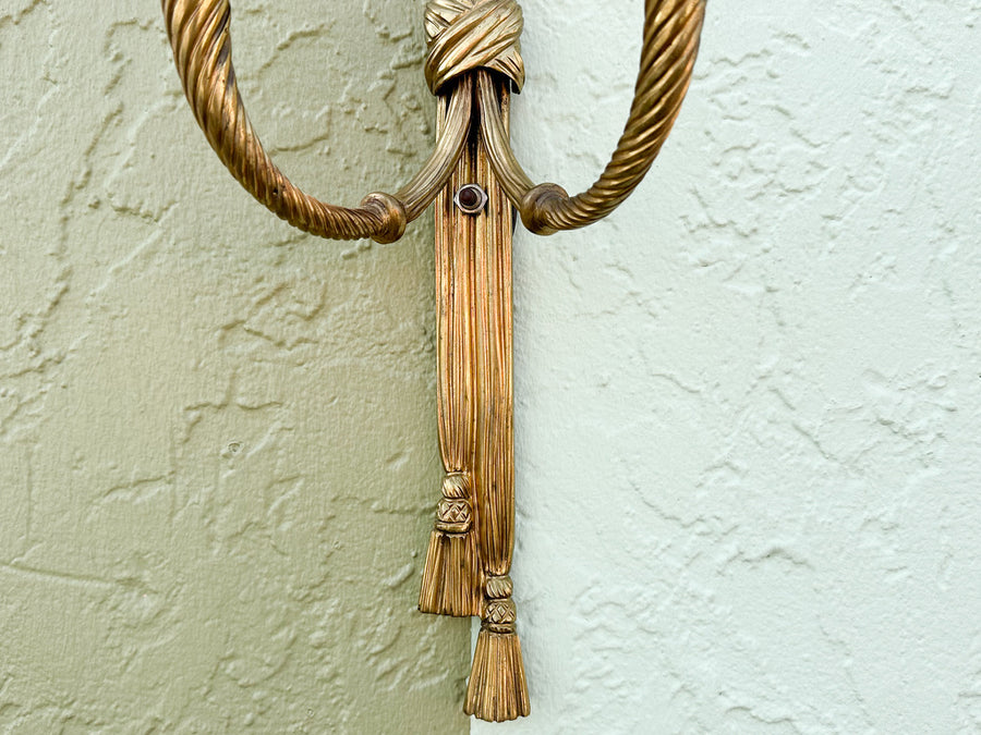 Pair of Brass Regency Style Tassel Wall Sconces