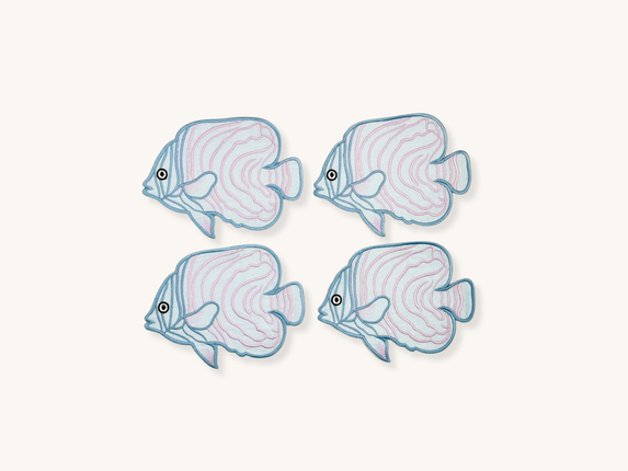 Set of Four Fish Cocktail Napkins