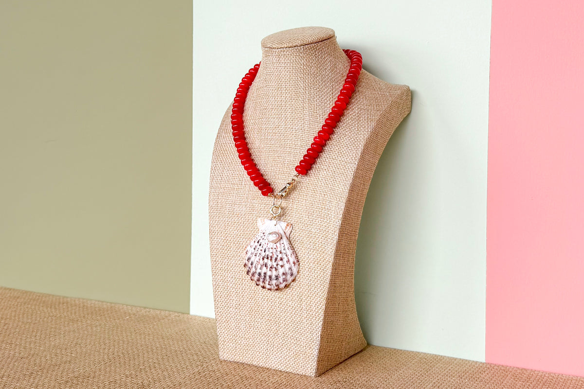 Palm Beach Regency's Red Quartz Gemstone and Shell Necklace