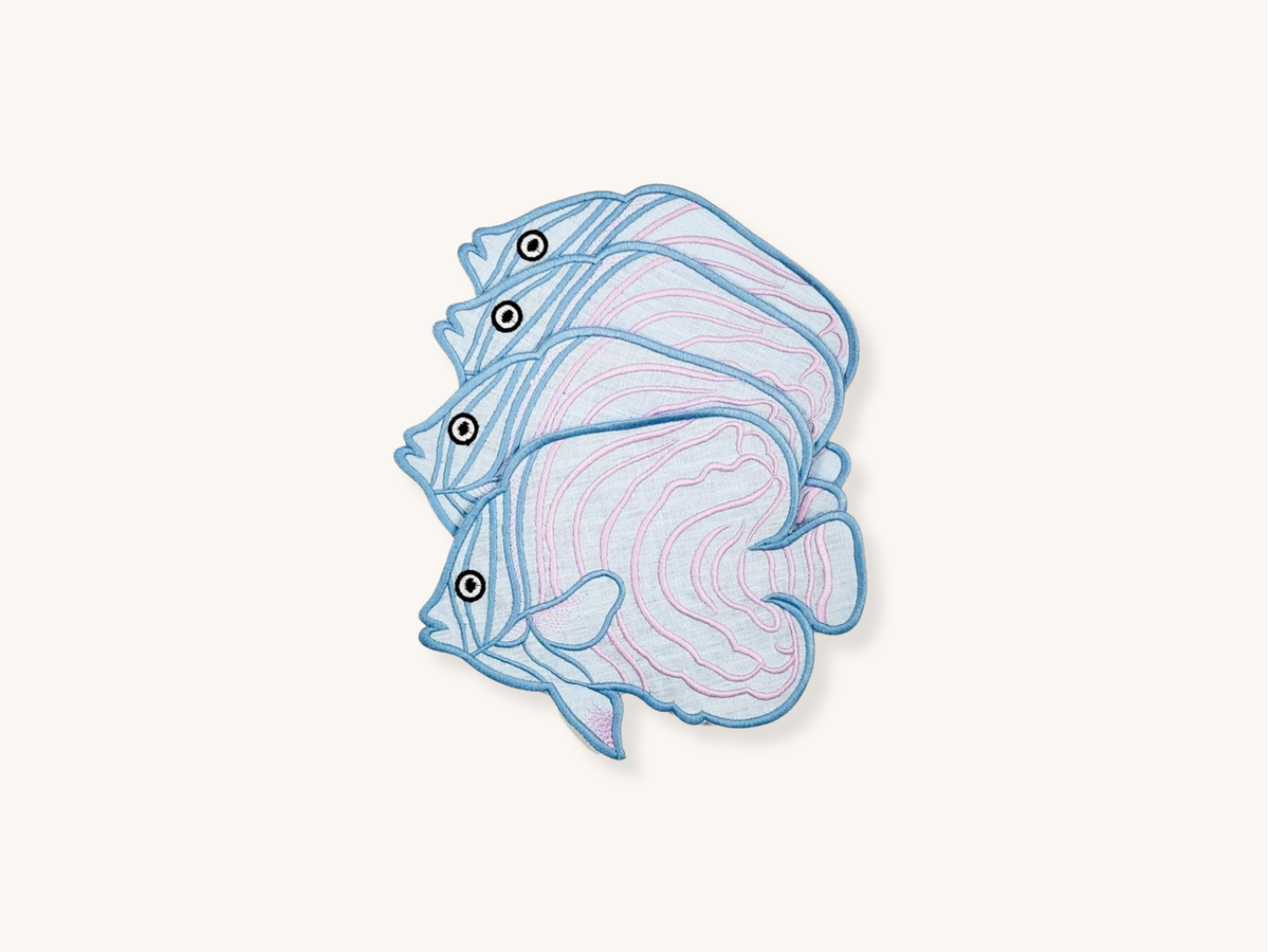 Set of Four Fish Cocktail Napkins