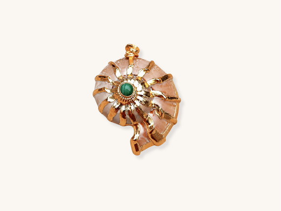 Gold Malachite Shell Pendant