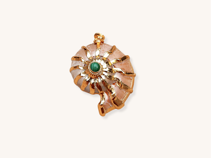 Gold Malachite Shell Pendant