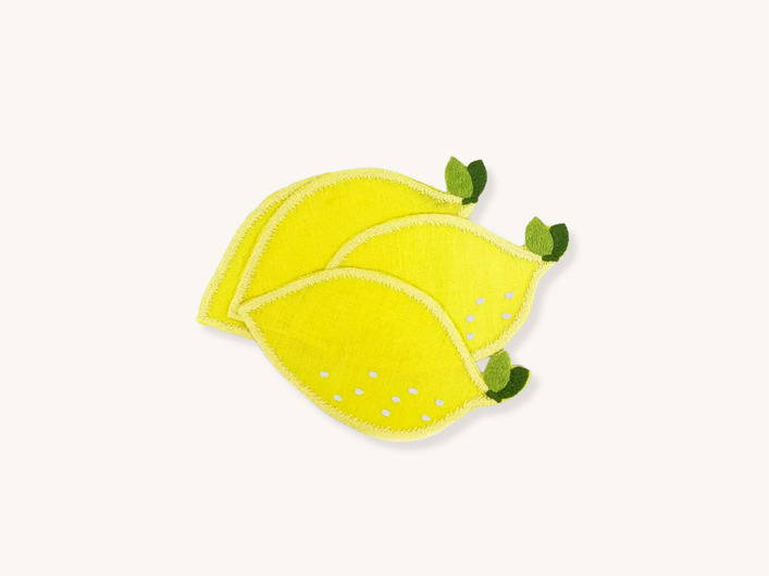 Set of Four Lemon Cocktail Napkins
