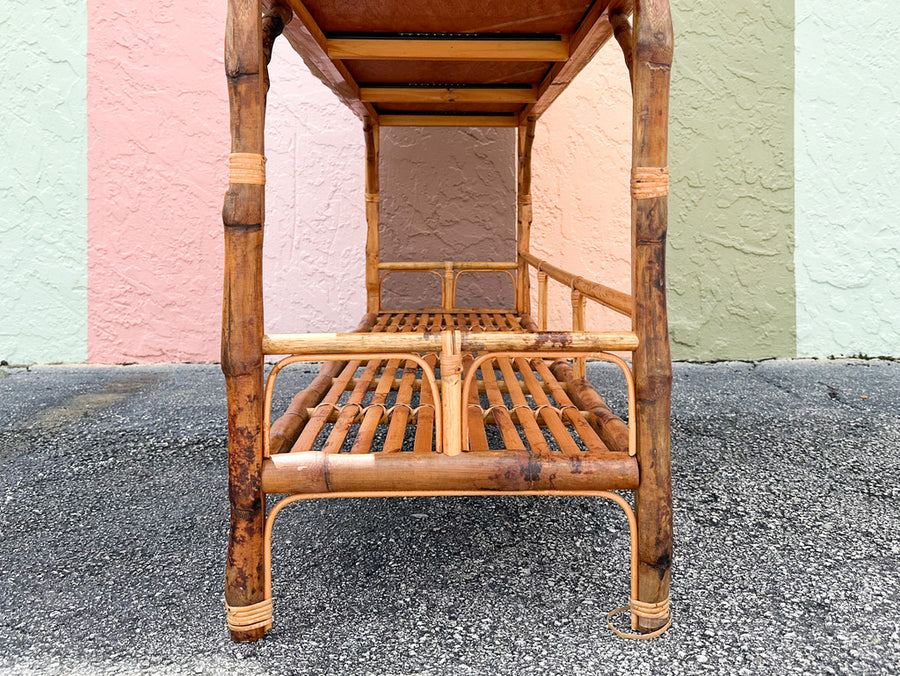 Island Chic Tortoiseshell Rattan Console