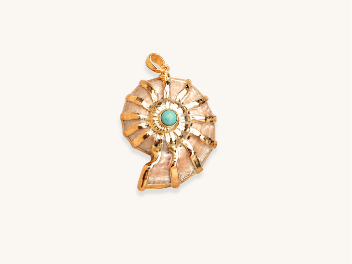 Gold Turquoise Shell Pendant