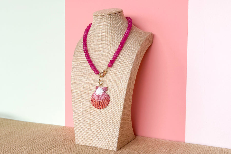 Palm Beach Regency's Magenta Jade Gemstone and Shell Necklace