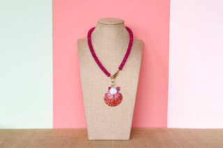 Palm Beach Regency's Magenta Jade Gemstone and Shell Necklace