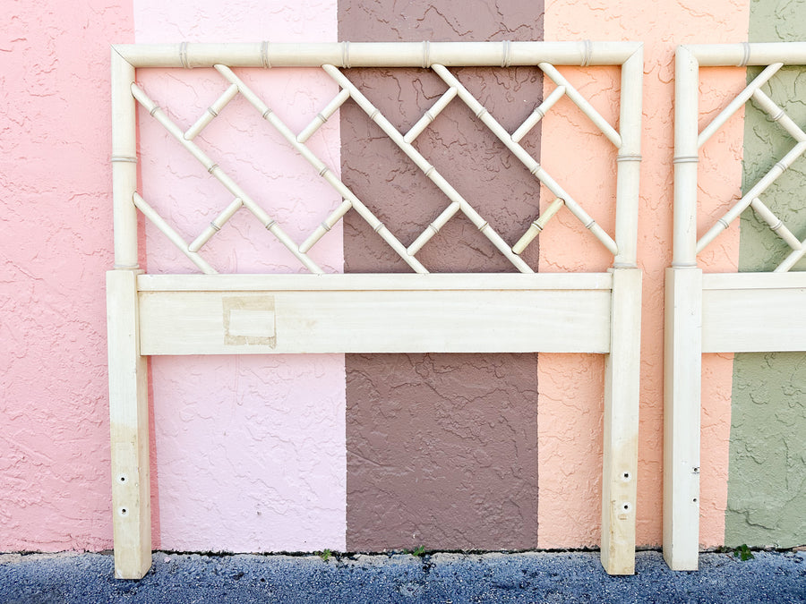 Pair of Faux Bamboo Chippendale Twin Headboards
