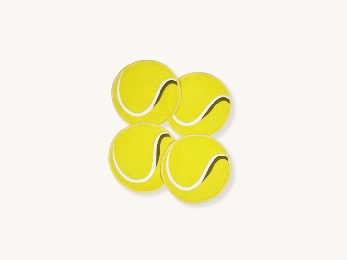 Set of Four Tennis Ball Cocktail Napkins