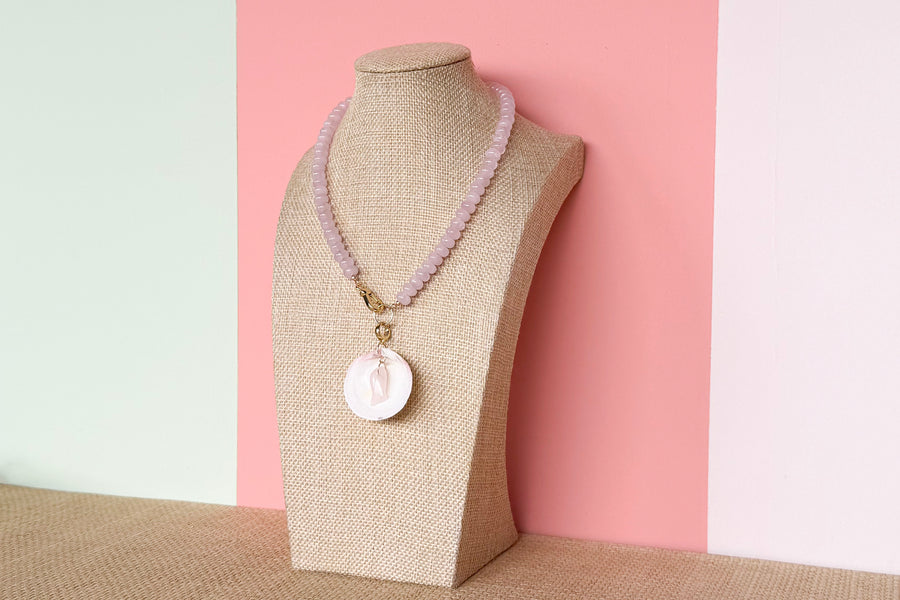 Palm Beach Regency's Rose Quartz Gemstone and Shell Necklace