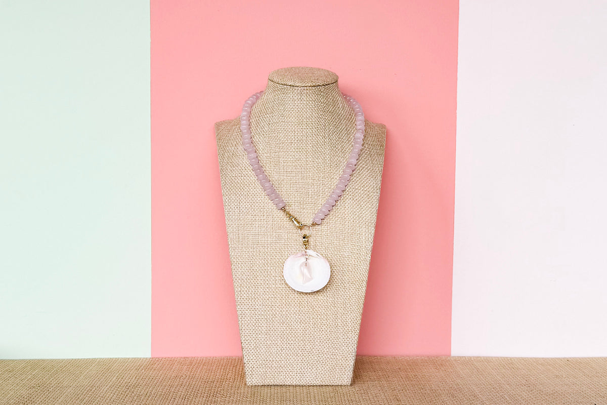 Palm Beach Regency's Rose Quartz Gemstone and Shell Necklace