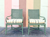 Pair of Double Cane Rattan Arm Chairs