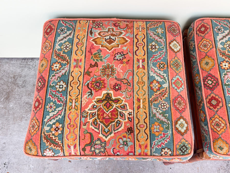 Pair of Rattan McGuire Ottomans