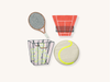 Set of Four Tennis Cocktail Napkins