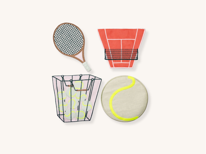 Set of Four Tennis Cocktail Napkins