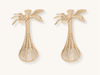 Pair of Raffia Palm Tree Candle Holders