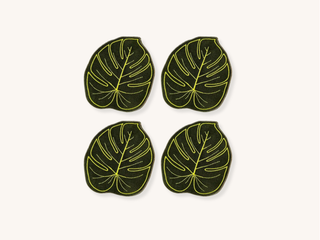 Set of Four Monstera Leaf Cocktail Napkins